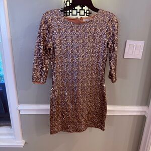 BB Dakota Sparkling Gold Sequin Mini Dress
